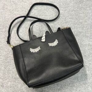 Luv Betsey Johnson Black Unicorn Crossbody Bag Glitter Eyelash Whimsigoth Vegan